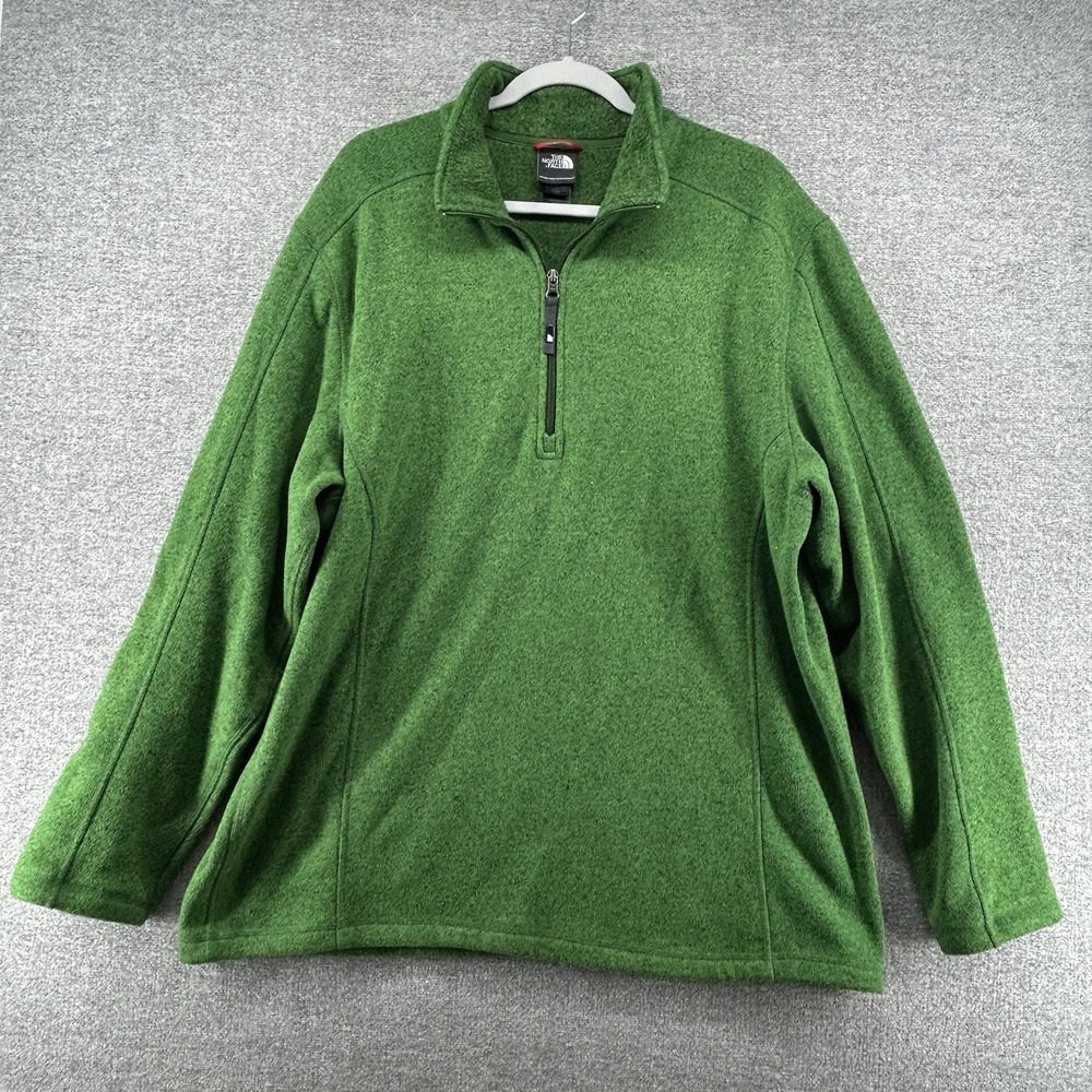 The North Face 1/4 Zip Pullover Sweater Fleece Men Size XL Green Winter Casual